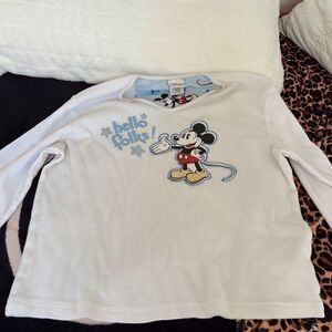 Disney Mickey Mouse Kids Long Sleeve Tee - White and Blue